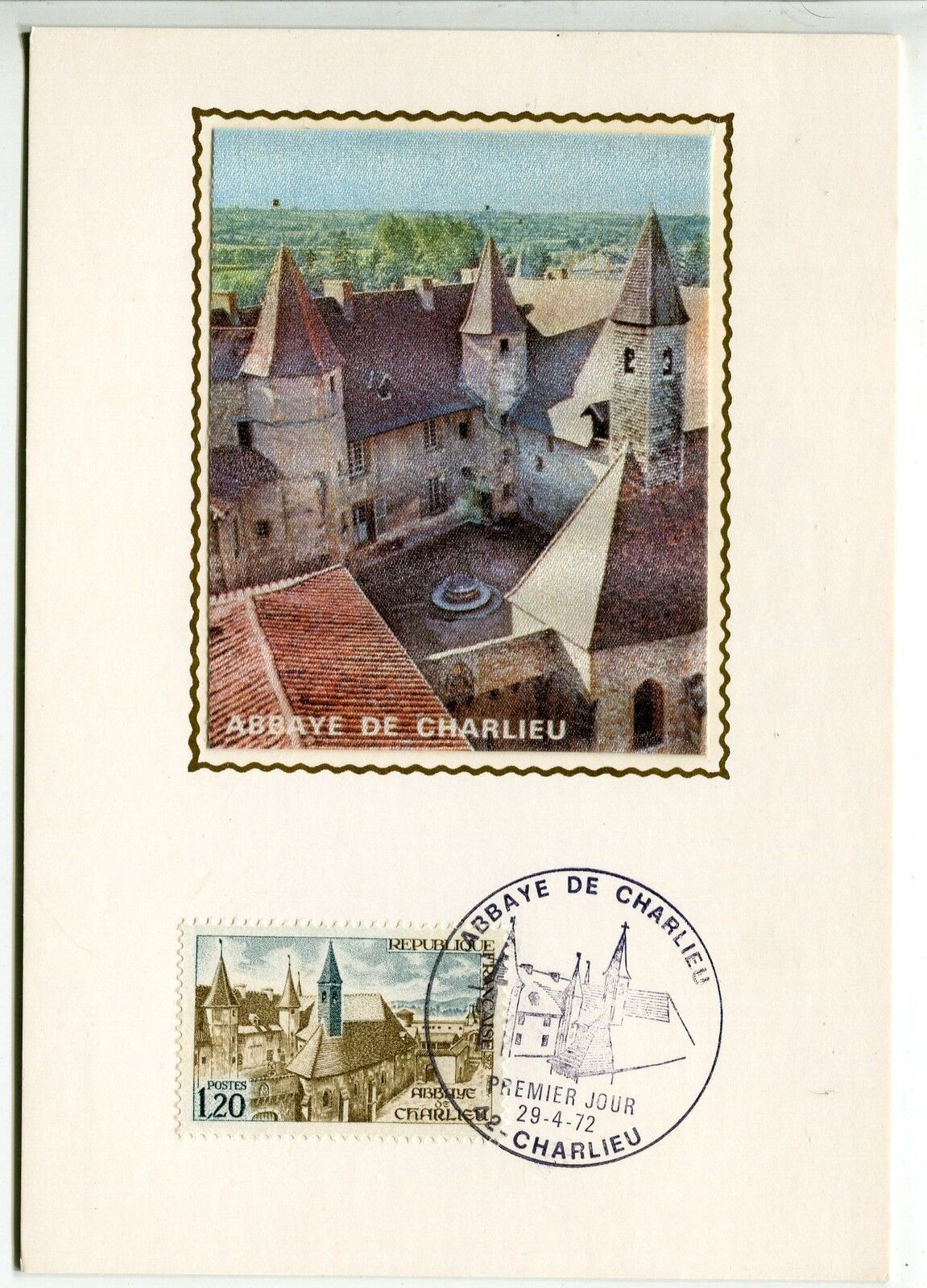 CARTE MAXIMUM ABBAYE DE CHARLIEU 42 CHARLIEU 1972 121377134108