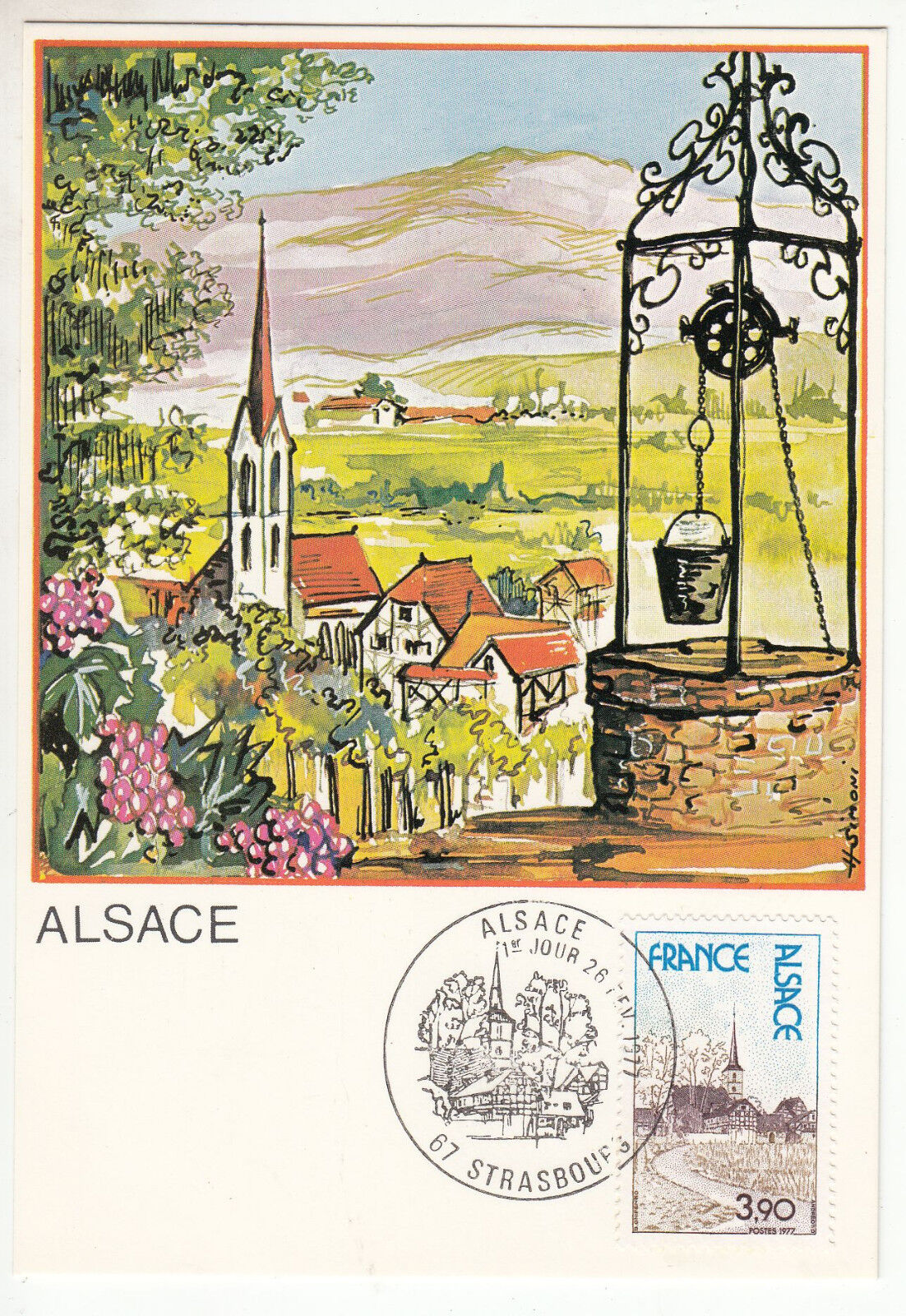 CARTE MAXIMUM FDC 1977 TIMBRE N 1921 ALSACE 401424183988