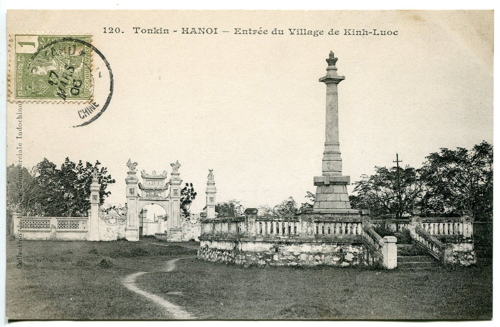 CARTE POSTALE CHINE TONKIN HANOI ENTREE DU VILLAGE DE KINH LUOC 1906 400808519538