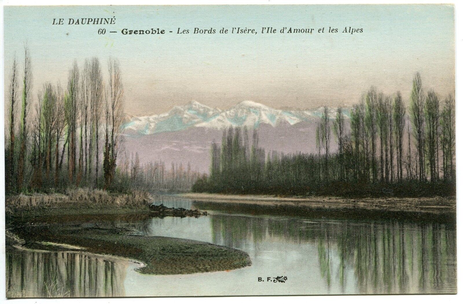 CARTE POSTALE GRENOBLE LES BORDS DE L ISERE L ILE AMOUR ET LES ALPES 121235811388