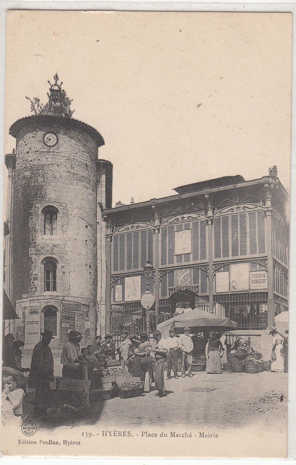 CARTE POSTALE HYERES PLACE DU MARCHE MAIRIE 121868891888