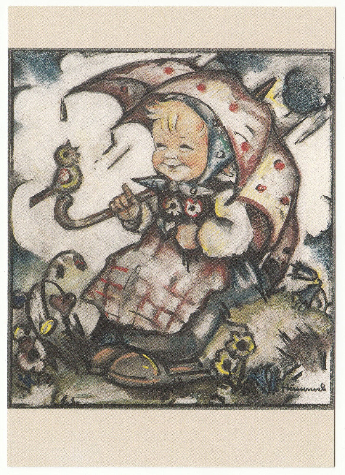 CARTE POSTALE ILLUSTRATEUR HUMMEL URSCHL WITH UMBRELLA 401484172628