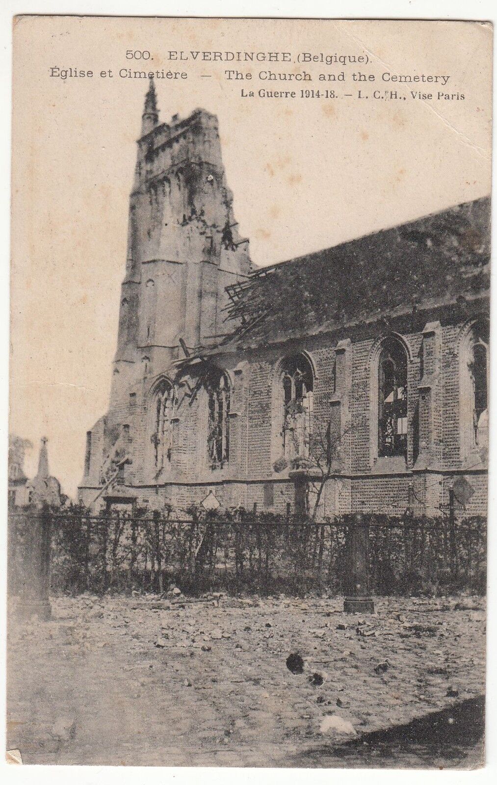 CARTE POSTALE LA GRANDE GUERRE 14 18 EGLISE EN RUINE ELVERDINGHE 122137839348