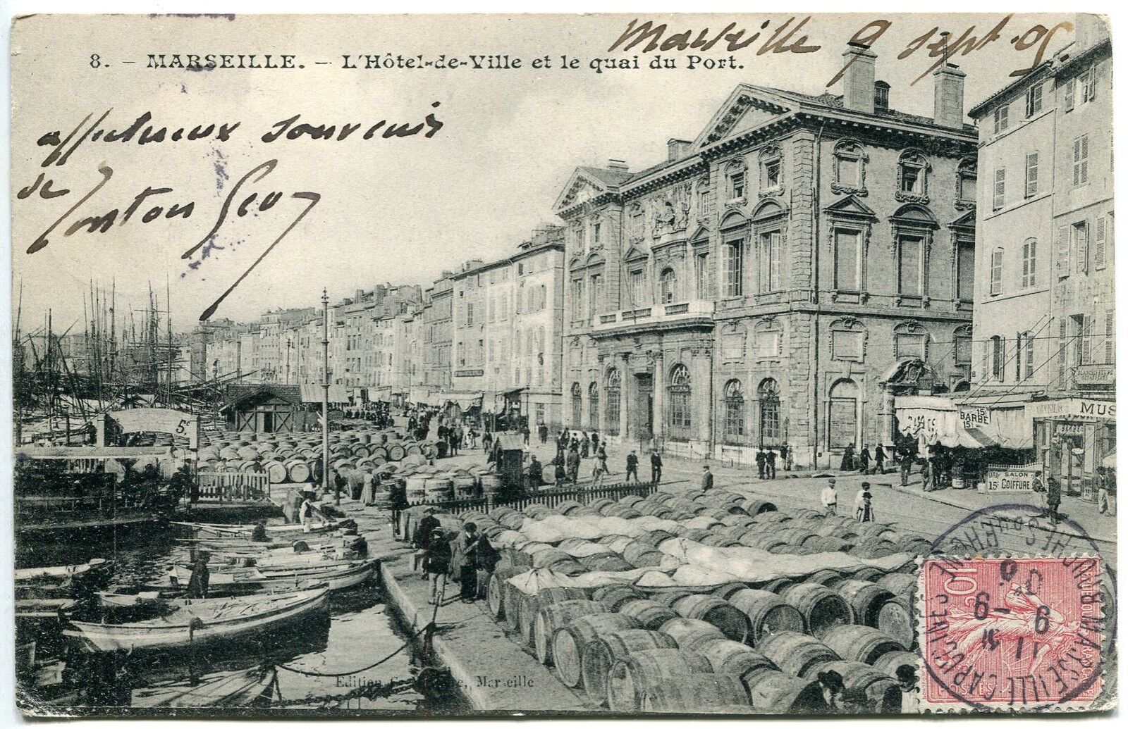 CARTE POSTALE MARSEILLE L HOTEL DE VILLE ET LE QUAI DU PORT 400847397818