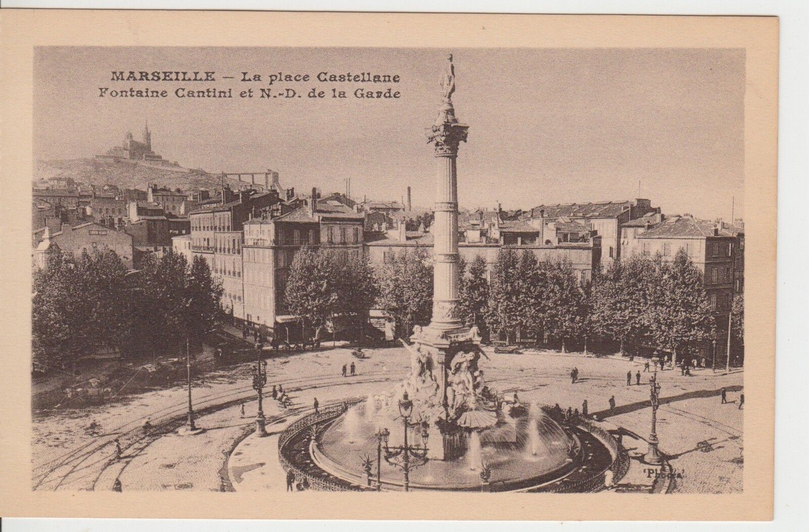 CARTE POSTALE MARSEILLE LA PLACE CASTELLANCE FONTAINE CANTINI 121488201768