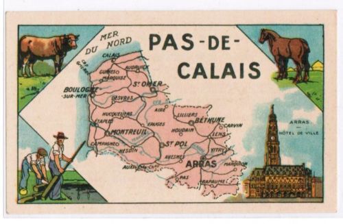 CHROMO GEOGRAPHIE CARTE DEPARTEMENT PAS DE CALAIS 110615371328