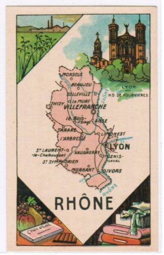 CHROMO GEOGRAPHIE CARTE DEPARTEMENT RHONE 110615371618