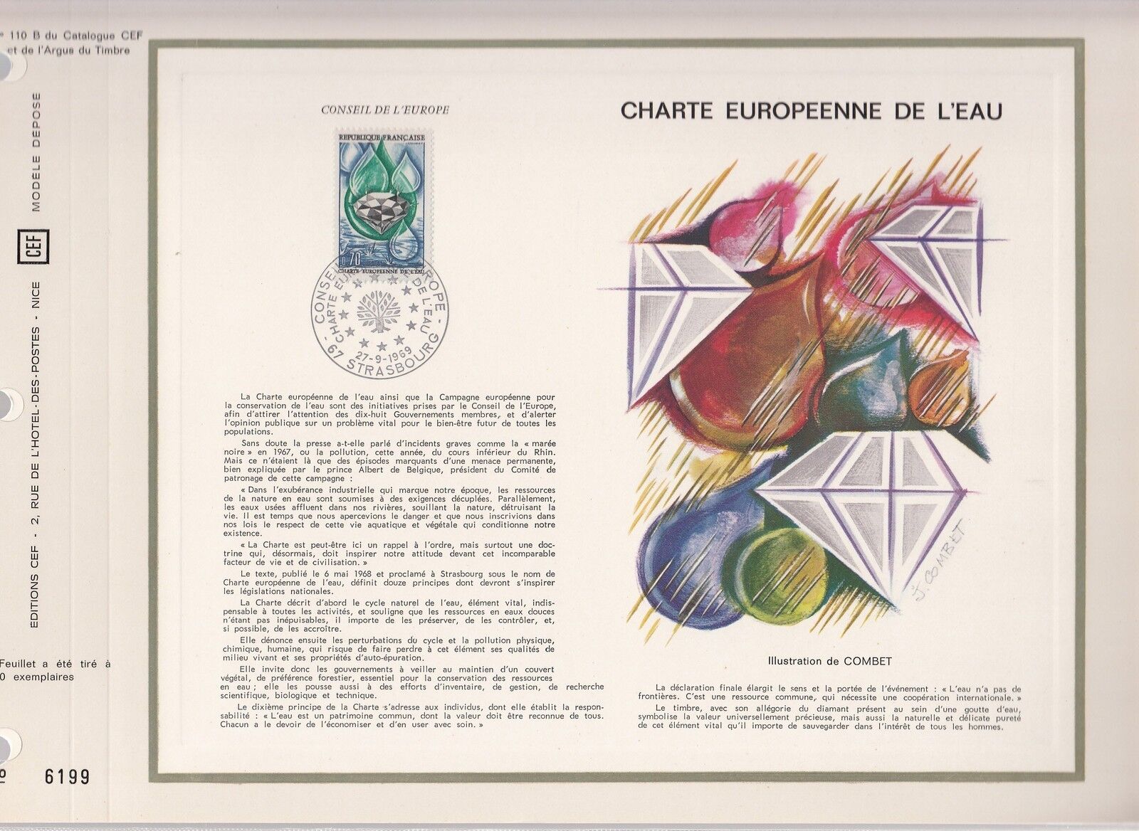 DOCUMENT CEF PREMIER JOUR 1969 CHARTE EUROPEENNE DE L EAU CONSEIL DE L EUROPE 121011997508