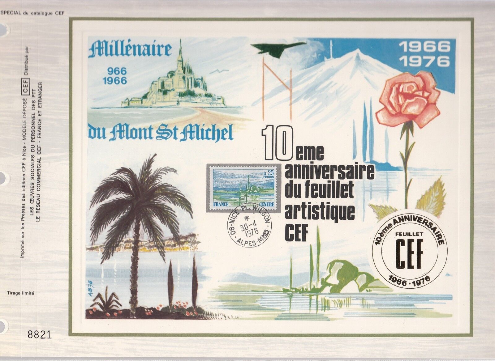 DOCUMENT CEF PREMIER JOUR 1976 10 ANNIVERSAIRE DU FEUILLET ARTISTIQUE CEF 401548460808