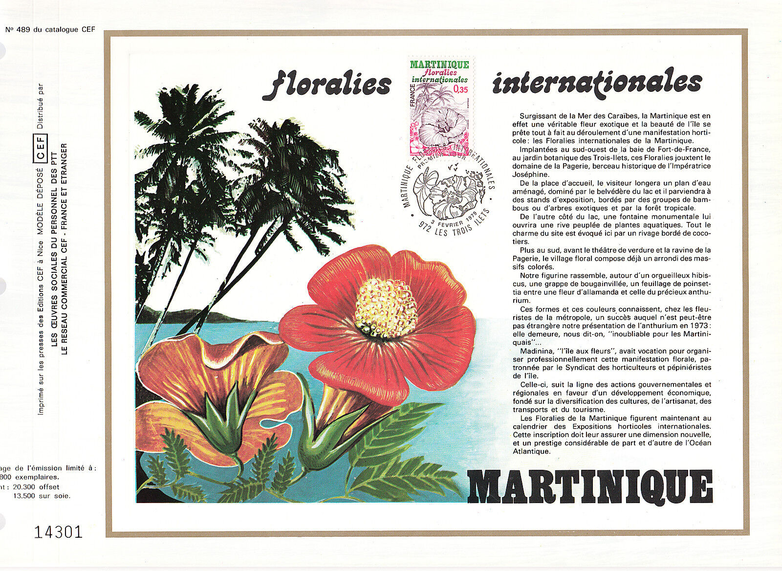 DOCUMENT CEF PREMIER JOUR 1979 FLORALIES INTERNATIONALES LES 3 ILETS MARTINIQUE 121074725148