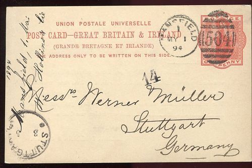 ENTIER POSTALE GREAT BRITAIN ET IRLANDE MANSFIELD 1894 120683808408