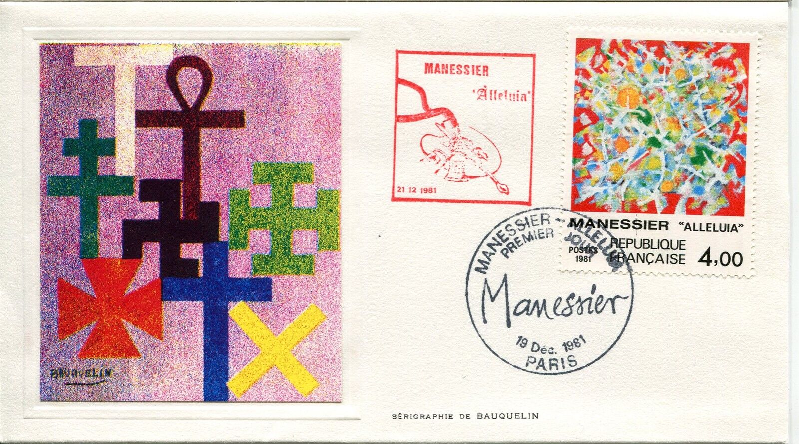 ESSAIE SERIGRAPHIE DE BAUQUELIN PREMIER JOUR 1981 MANESSIER ALLELUIA 400787757828