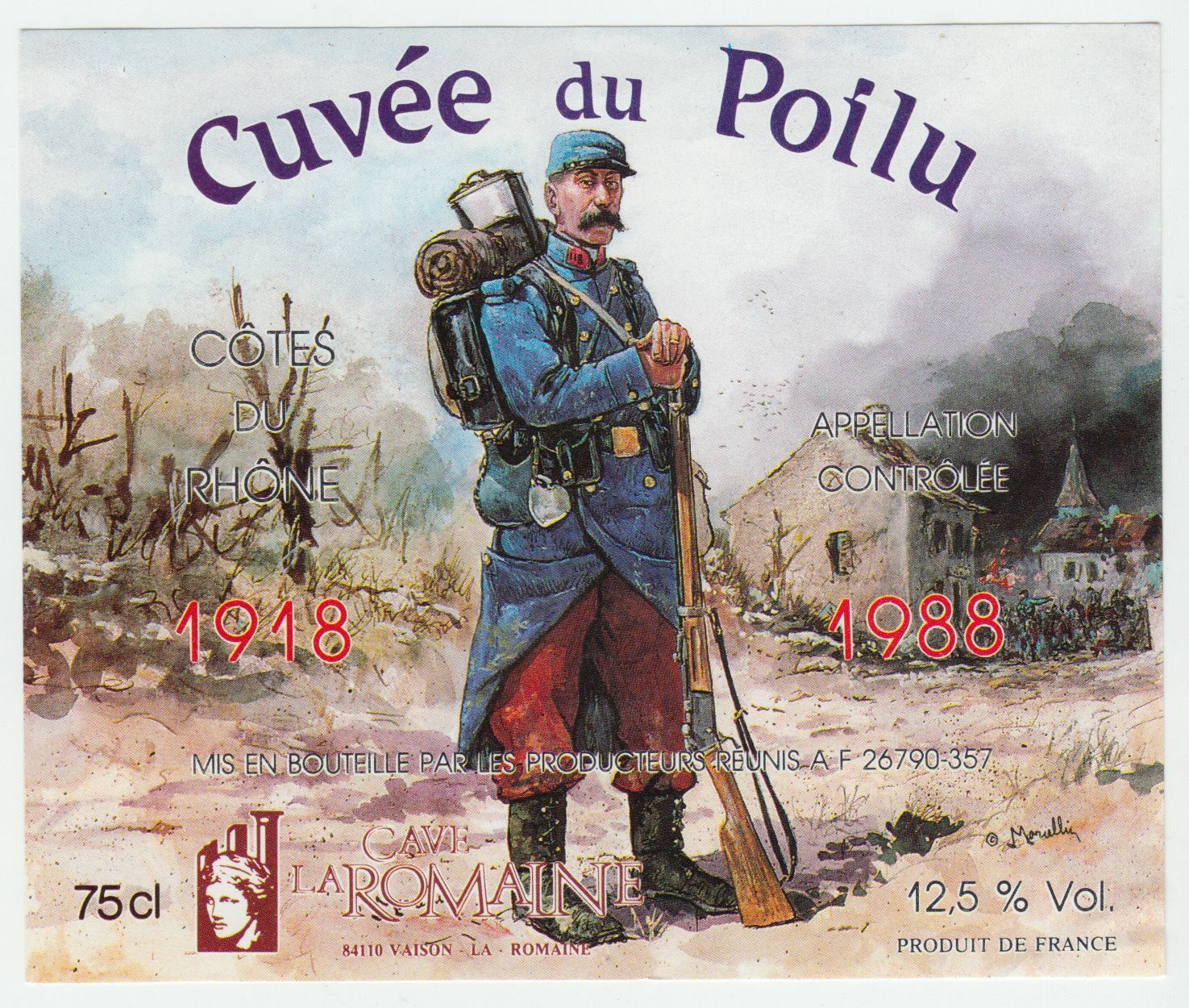 ETIQUETTE DE VIN 1988 CUVEE DU POILU 402582999358