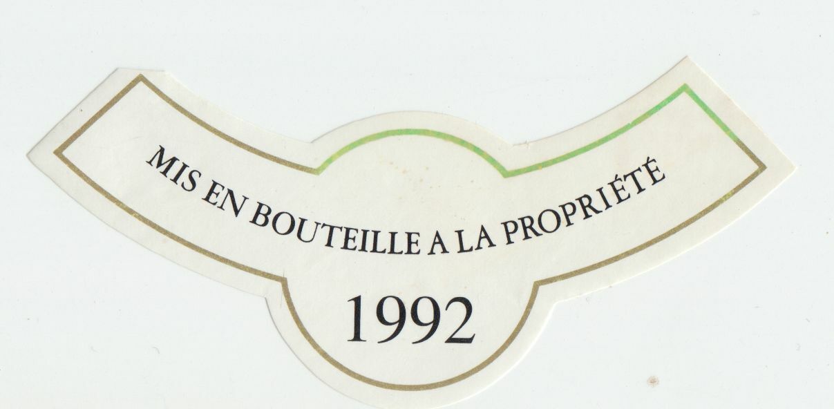 ETIQUETTE DE VIN 1992 MIS EN BOUTEILLE A LA PROPRIETE 402673357258