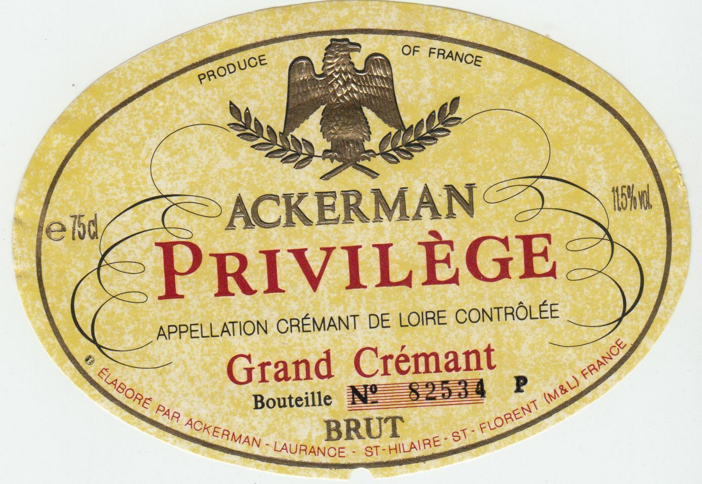 ETIQUETTE DE VIN ACKERMAN PRIVILEGE GRAND CREMANT 402631698478