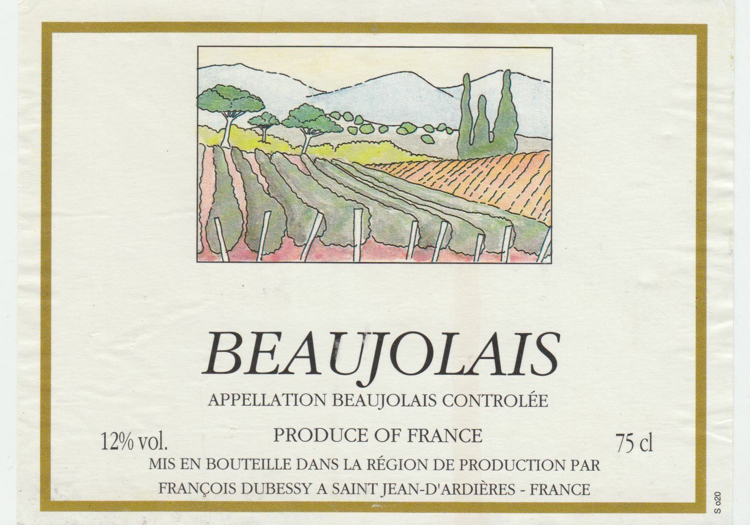 ETIQUETTE DE VIN BEAUJOLAIS FRANCOIS DUBESSY 124576538618