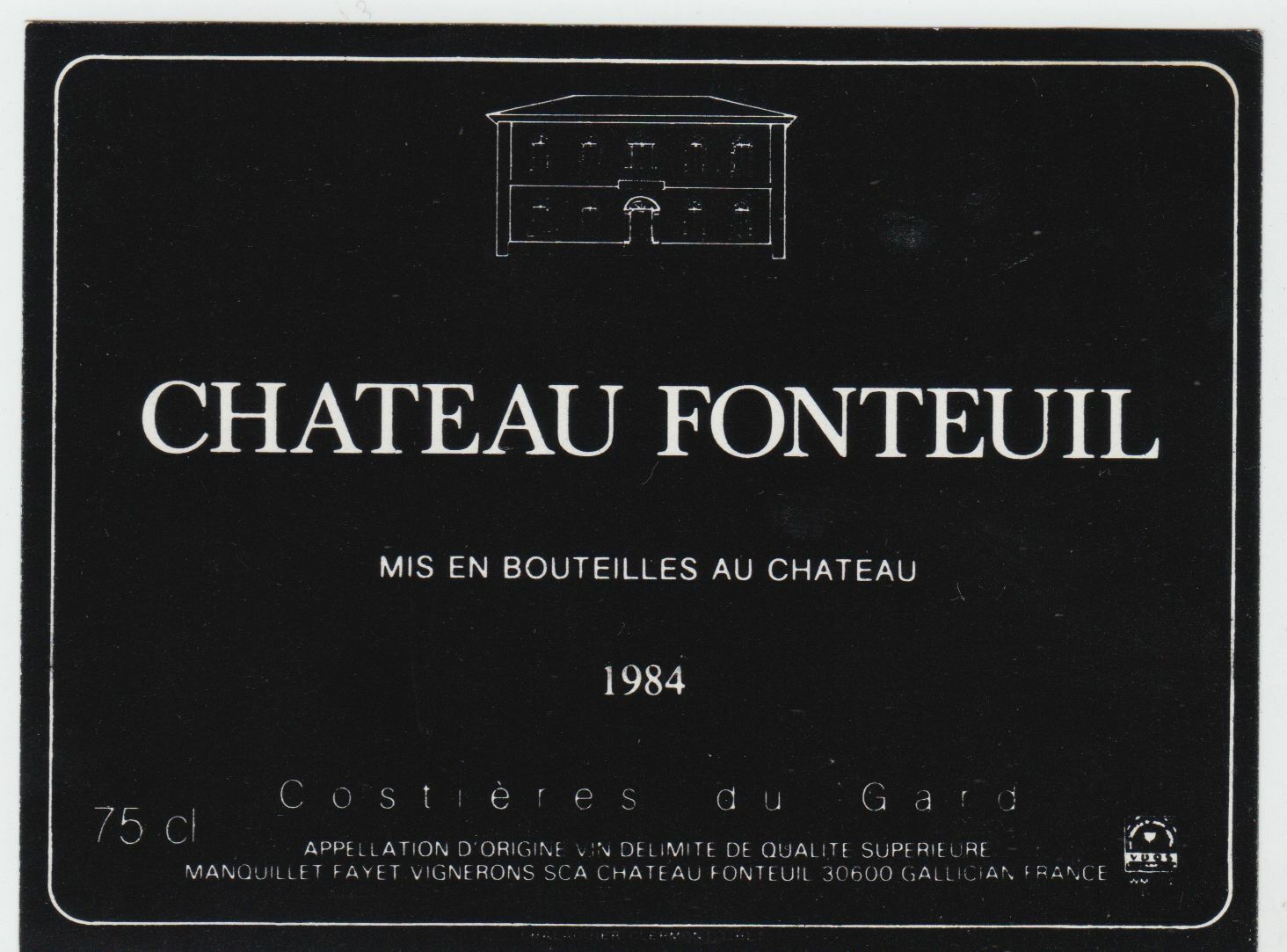 ETIQUETTE DE VIN COSTIERES DU GARD CHATEAU FONTEUIL 1984 402654737208