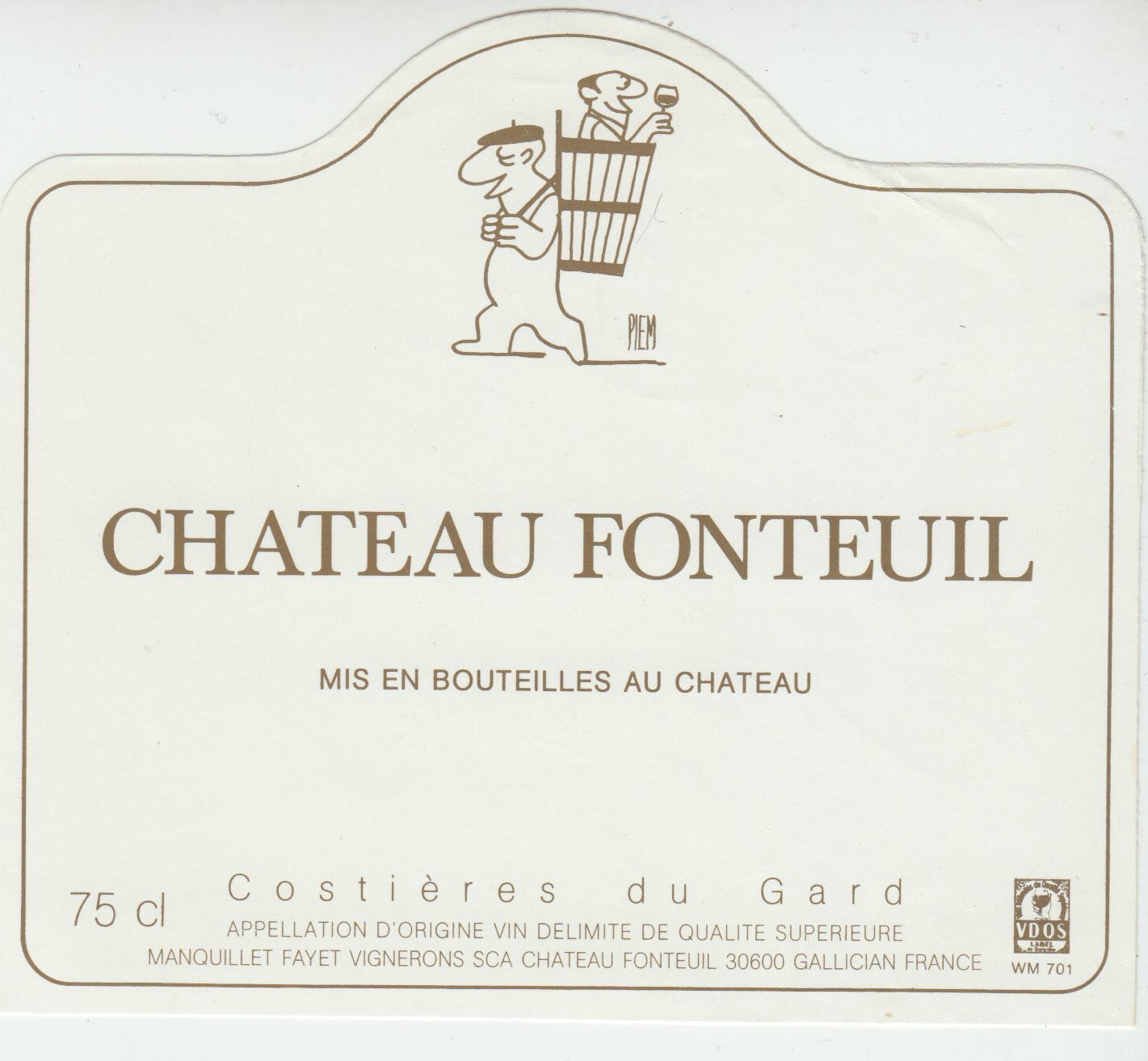 ETIQUETTE DE VIN COSTIERES DU GARD CHATEAU FONTEUIL ILLUSTRATEUR 124539262528