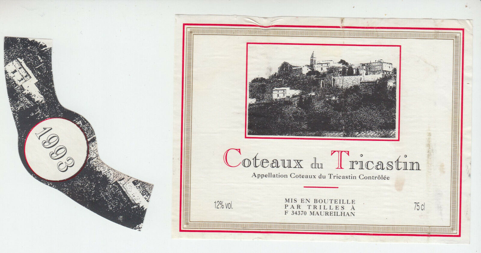 ETIQUETTE DE VIN COTEAUX DU TRICASTIN 1993 402581825548