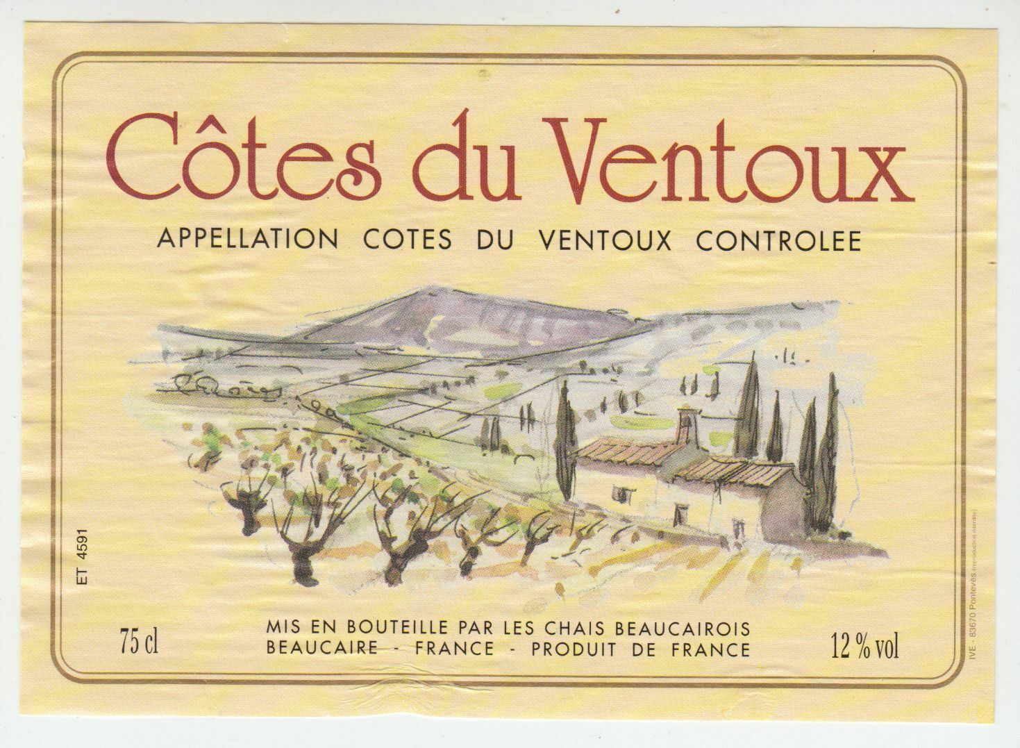 ETIQUETTE DE VIN COTES DU VENTOUX 124461948578