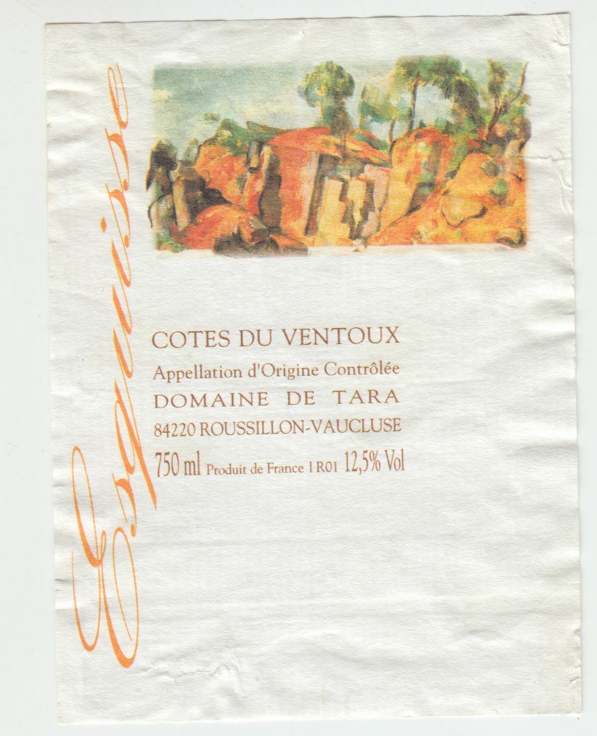 ETIQUETTE DE VIN COTES DU VENTOUX DOMAINE DE TARA 124461948538