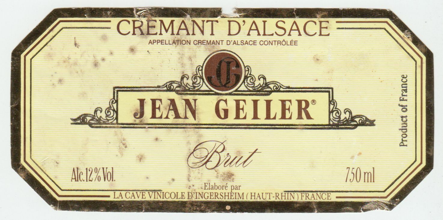 ETIQUETTE DE VIN CREMANT D ALSACE JEAN GEILER 402631696688