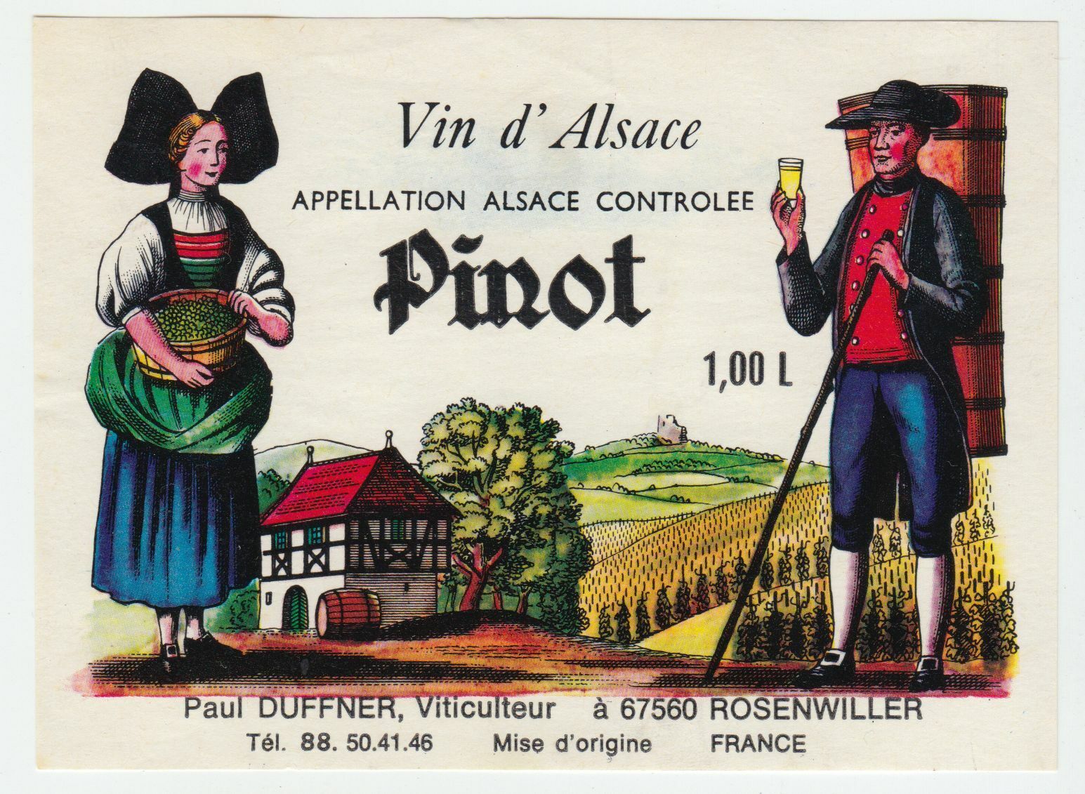 ETIQUETTE DE VIN D ALSACE PINOT FOLKLORE 124511869328