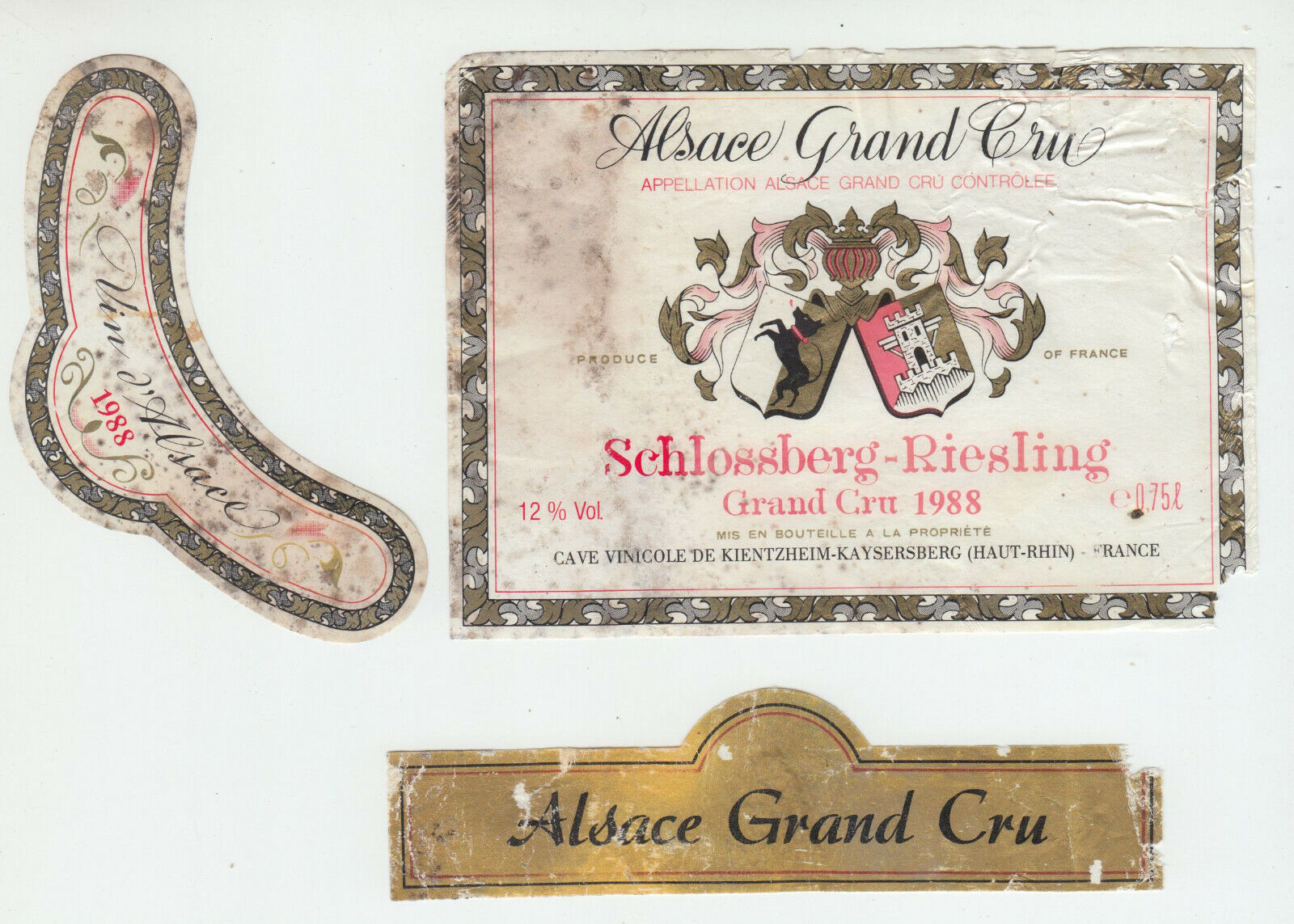 ETIQUETTE DE VIN D ALSACE RIESLING 1988 GRAND CRU SCHLOSSBERG 124511869338