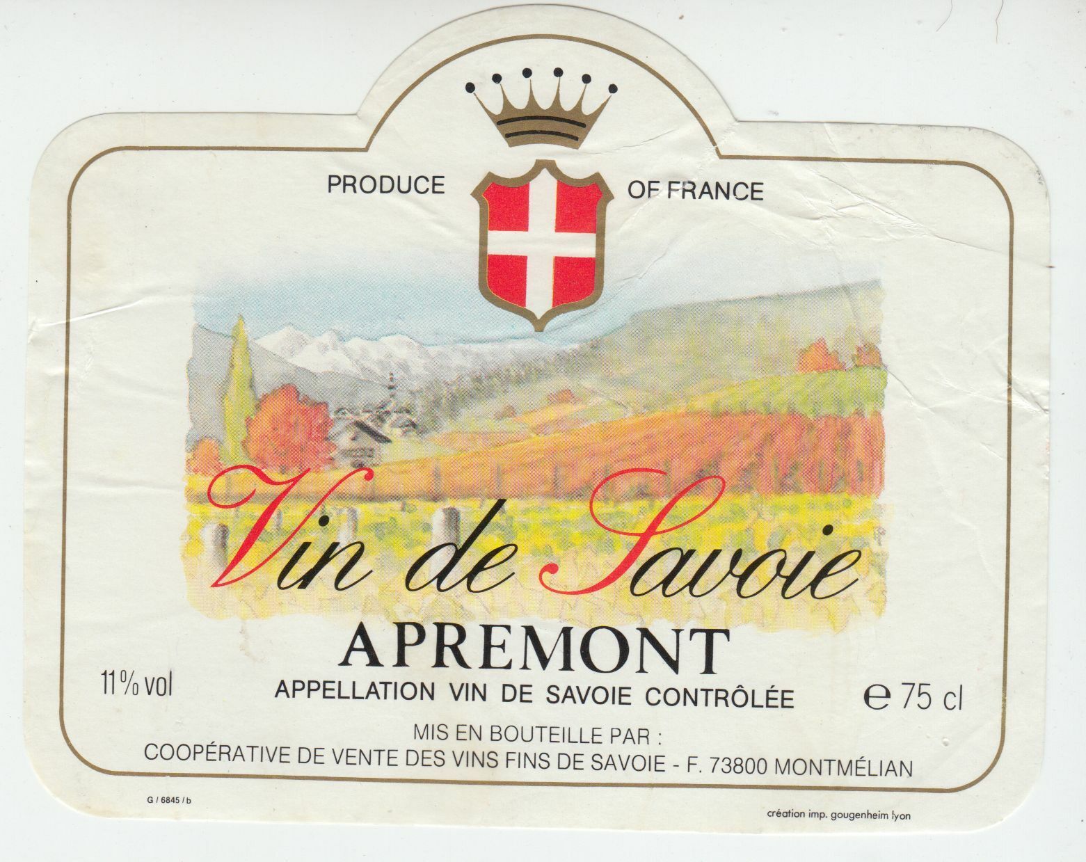 ETIQUETTE DE VIN DE SAVOIE APREMONT 402631697908