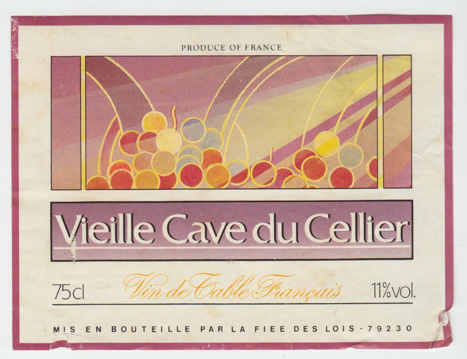 ETIQUETTE DE VIN VIEILLE CAVE DU CELLIER 124438229328