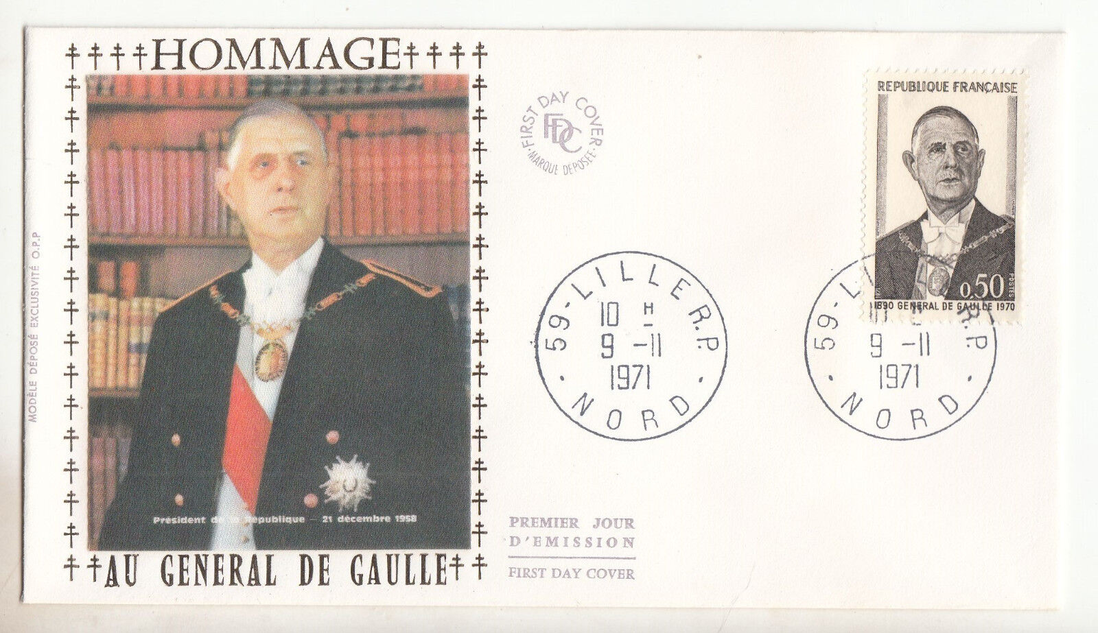 FDC 1 JOUR HOMMAGE AU GENERAL DE GAULLE 911 1971 TIMBRE N 1698 123422040028