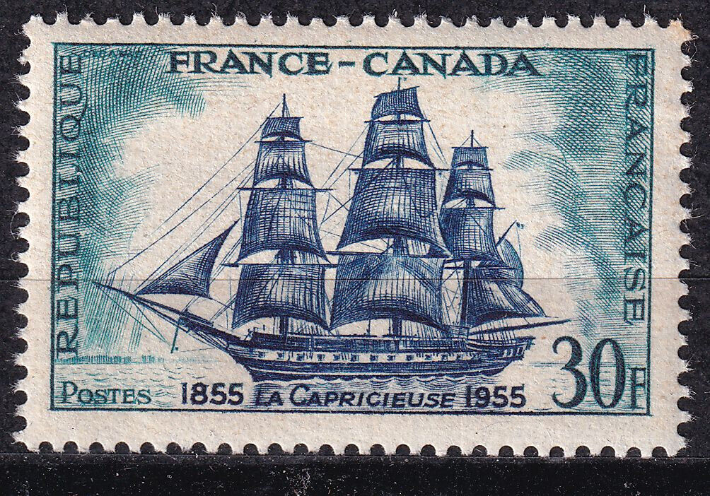 FRANCE TIMBRE NEUF N 1035 FREGATE LA CAPRICIEUSE AMITIE FRANCO CANADIENNE 404181515288