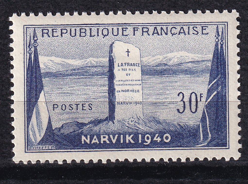 FRANCE TIMBRE NEUF N 922 BATAILLE DE NARVIK NORVEGE MONUMENT AU SOLDAT 404176764438