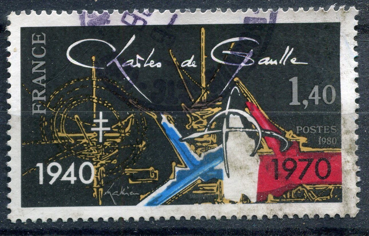 FRANCE TIMBRE OBL N 2114 CHARLES DE GAULLE APEL DU 18 JUIN 1940 110931782668