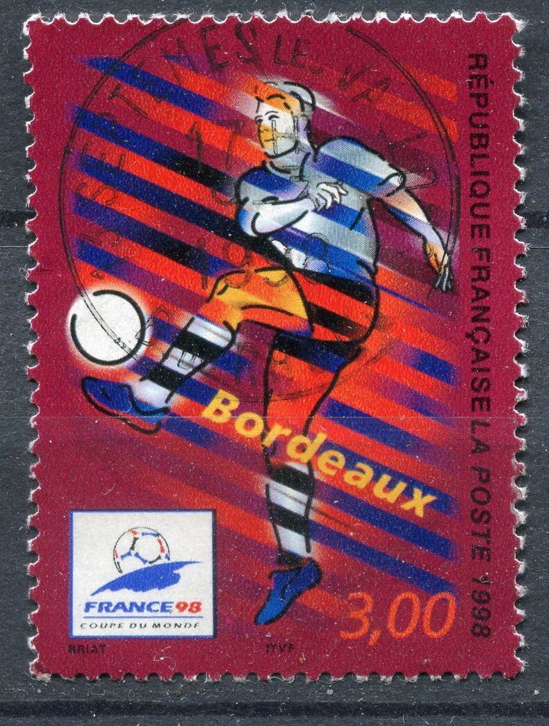 FRANCE TIMBRE OBL N 3130 BORDEAUX FOOTBALL COUPE DU MONDE 98 120964463248