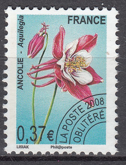 FRANCE TIMBRE OBL PREOBLITERE N 253 FLEUR ANCOLIE 123590989158