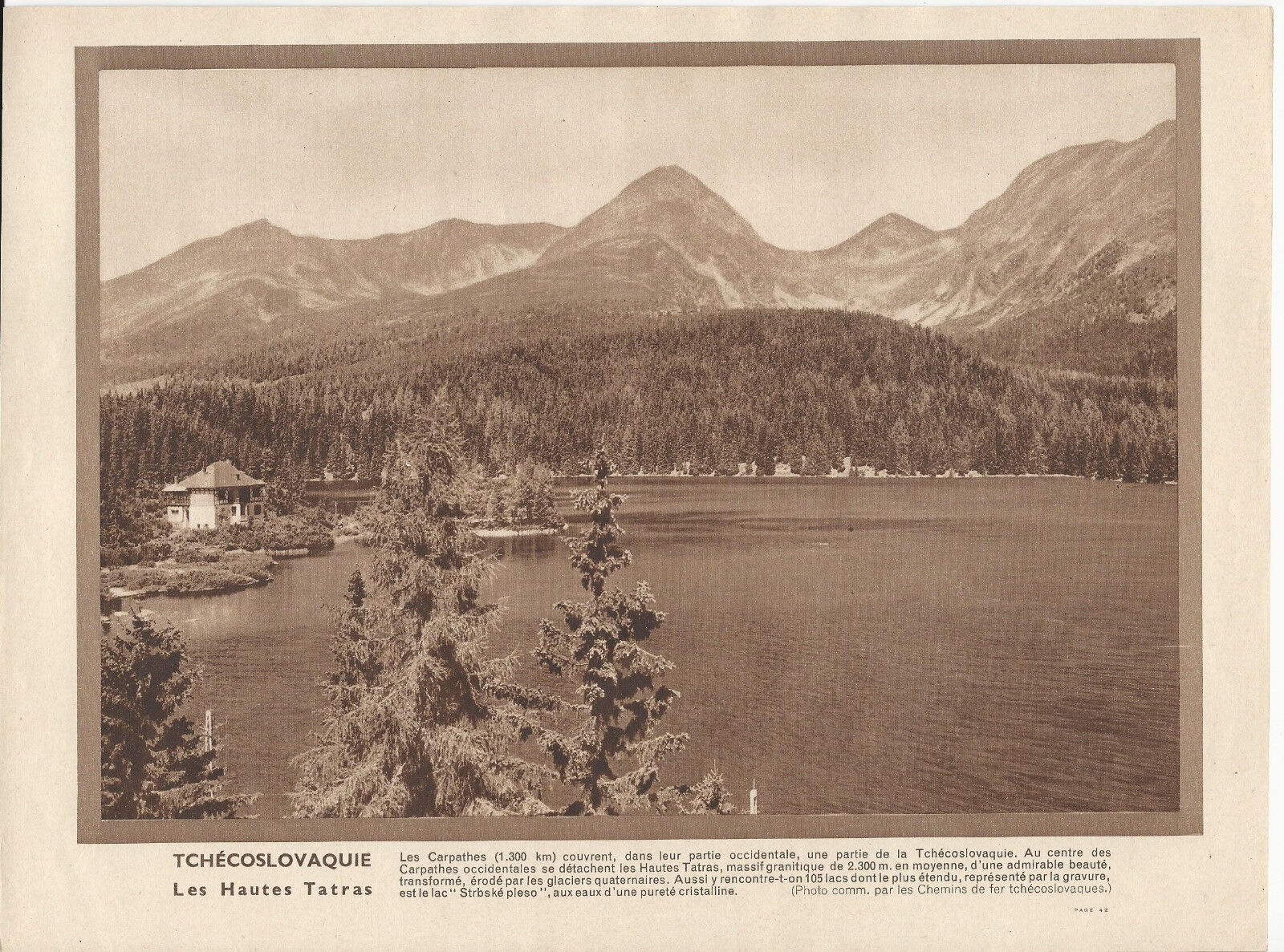 GRAVURE ANNEE 30 TCHECOSLOVAQUIE LES HAUTES TATRAS LE LAC STRBSKE PLESO 401276161638