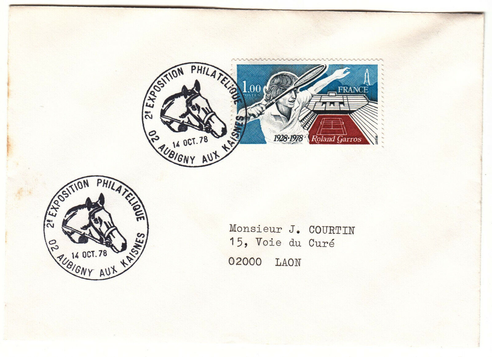 LETTRE AUBIGNY AUX KAISNES POUR LAON 1978 CACHET 2 EXPOSITION PHILATELIQUE 124074123178