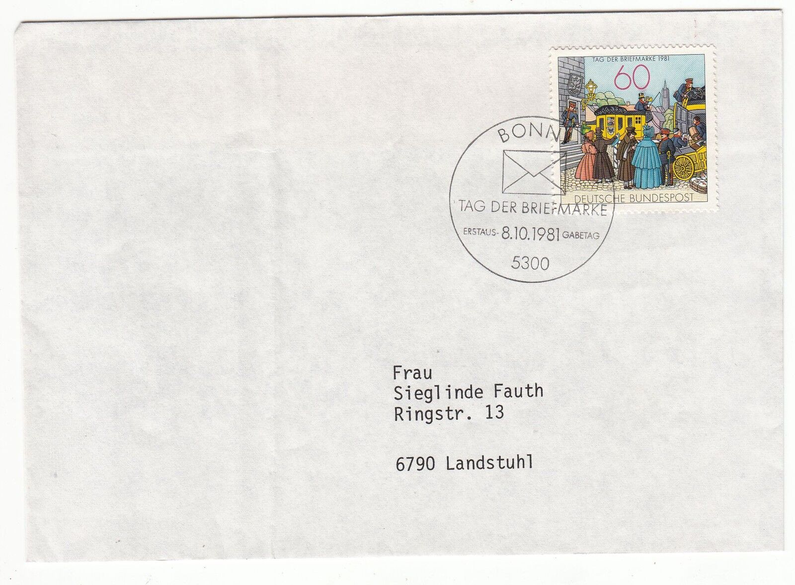 LETTRE COMMEMORATIVE ALLEMAGNE TIMBRE N 944 JOURNEE DU TIMBRE RELAIS POSTE 121889053438