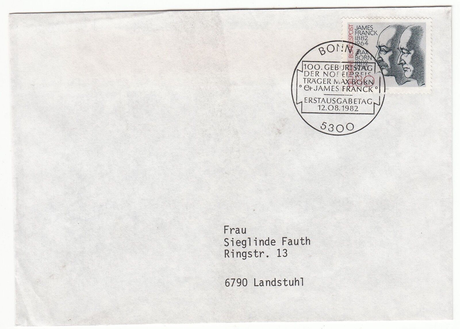 LETTRE COMMEMORATIVE ALLEMAGNE TIMBRE N 979 MAX BORN ET JAMES FRANK PRIX NOBEL 401068417758