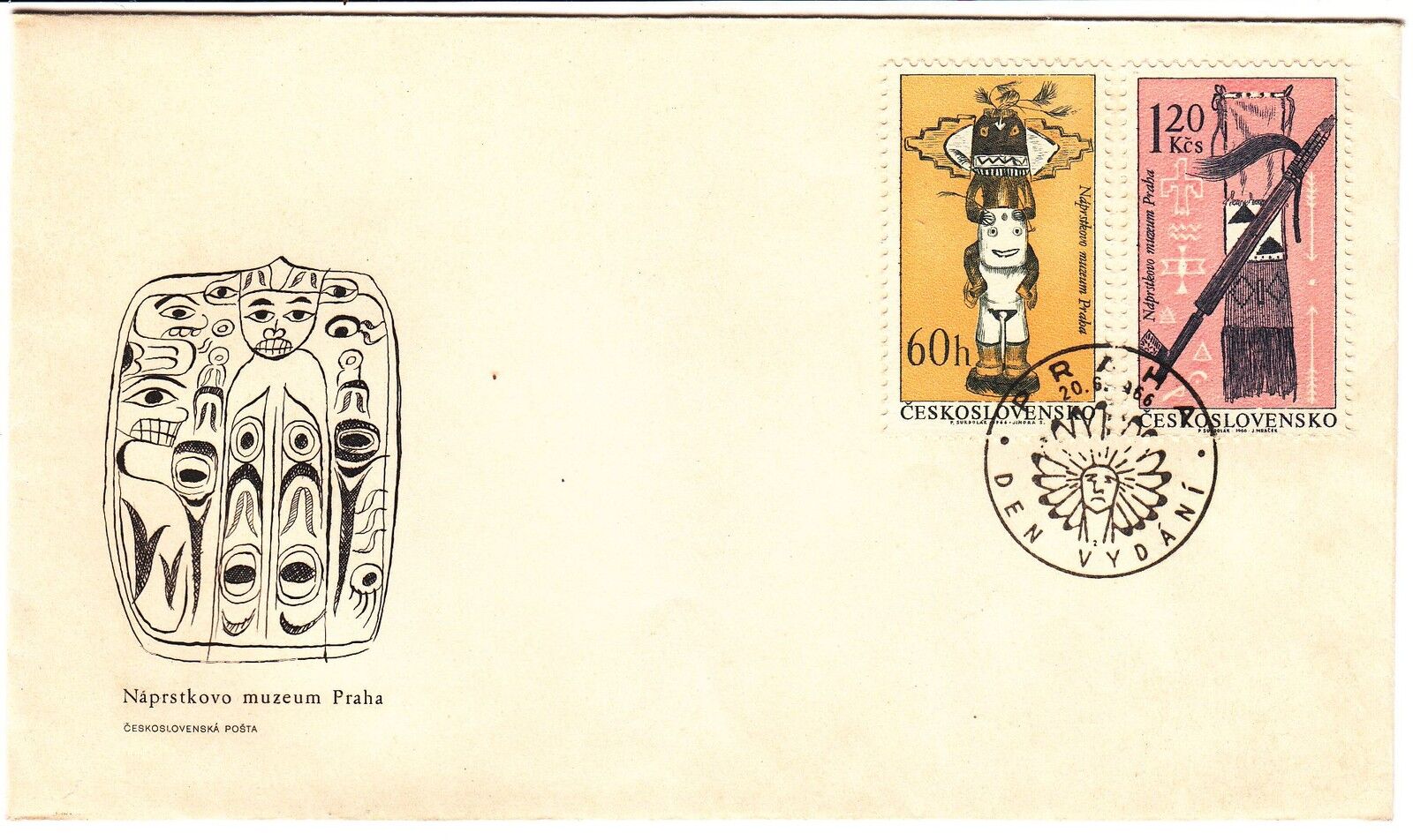 LETTRE FDC TCHECOSLOVAQUIE THEME ART AFRICAIN 1966 121983943508