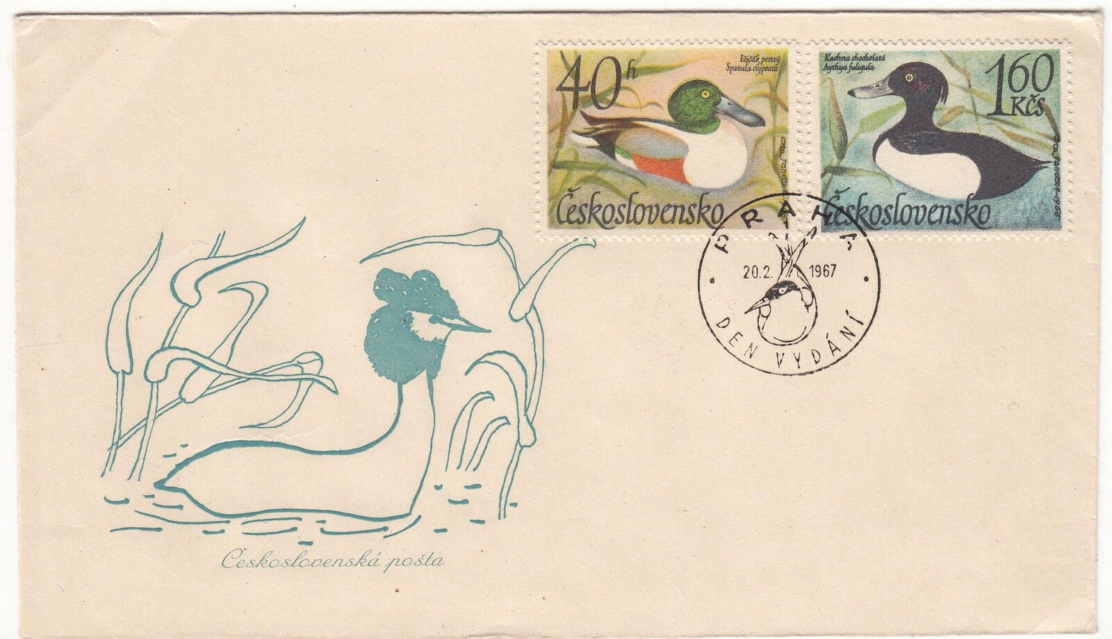 LETTRE FDC TCHECOSLOVAQUIE THEME CANARD 1967 121983942938