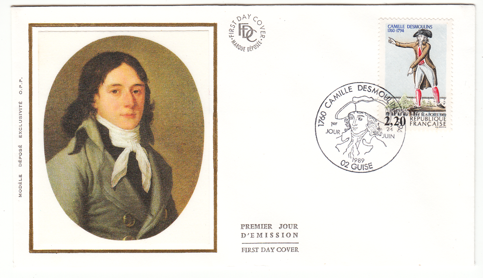 LETTRE GUISE POUR LAON 1989 CACHET PREMIERS JOUR CAMILLE DESMOULINS REVOLUTION 124066218278