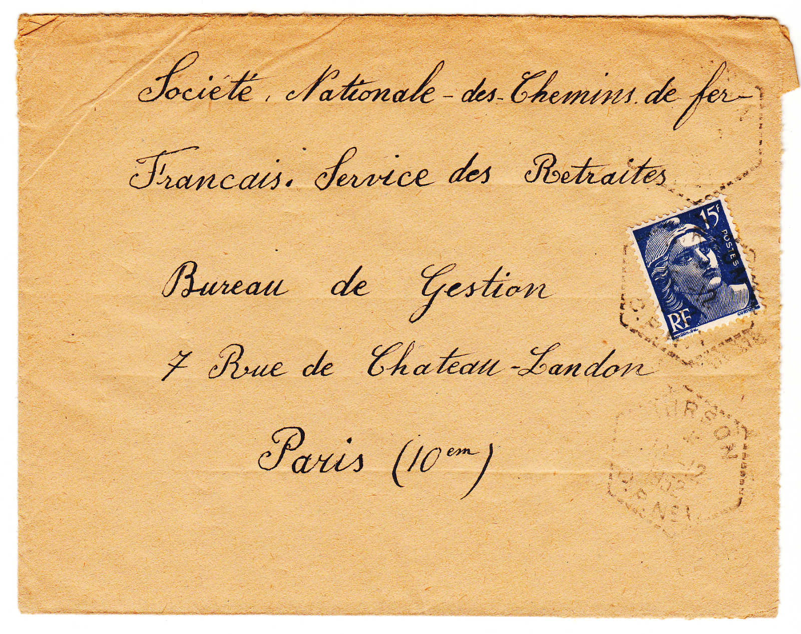 LETTRE HIRSON POUR PARIS 1952 CACHET OCTOGONALE CHEMIN DE FER 124069257288