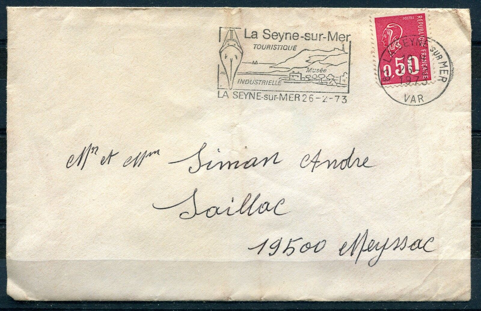 LETTRE LA SEYNE SUR MER POUR MEYSSAC 1973 110758066478