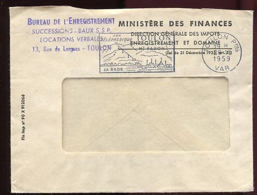 LETTRE MINISTERE DES FINANCES TOULON 1959 120715747088