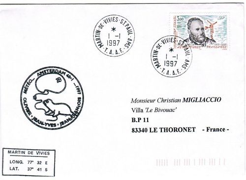 LETTRE TAAF MARTIN DE VIVIES ST PAUL A THORONET 1997 110618861638