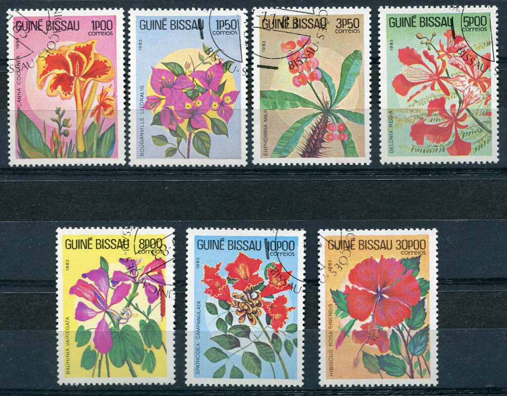 LOT SERIE TIMBRES GUINEE BISSAU 1983 THEME FLEURS 110758658208