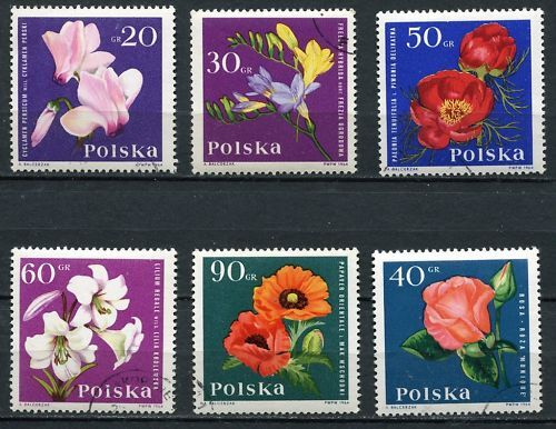 LOT TIMBRES POLSKA FLEURS DIVERSE 120677850548