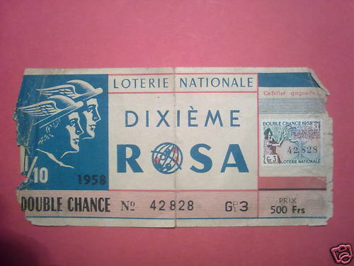 LOTERIE NATIONALE DIXIEME ROSA DOUBLE CHANCE 1958 110613330068